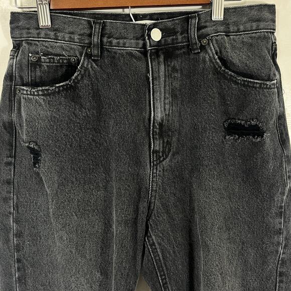 Pull & Bear Women's distressed Straight Leg Black Jeans Mom High Rise Size 8 - Picture 3 of 7